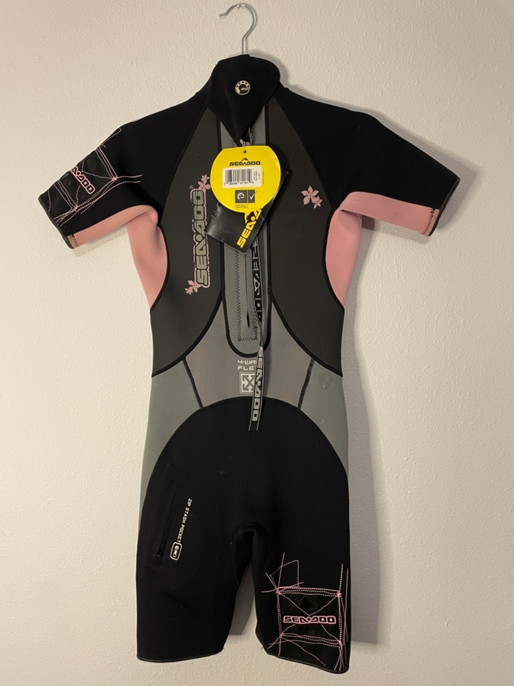 NWT Sea-Doo Women’s 7/8 WetSuit 4 Way Flex Pink/Dark Grey Jet Ski Body Surf